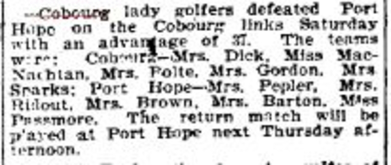 1900-07-30 Golf -Cobourg vs PH