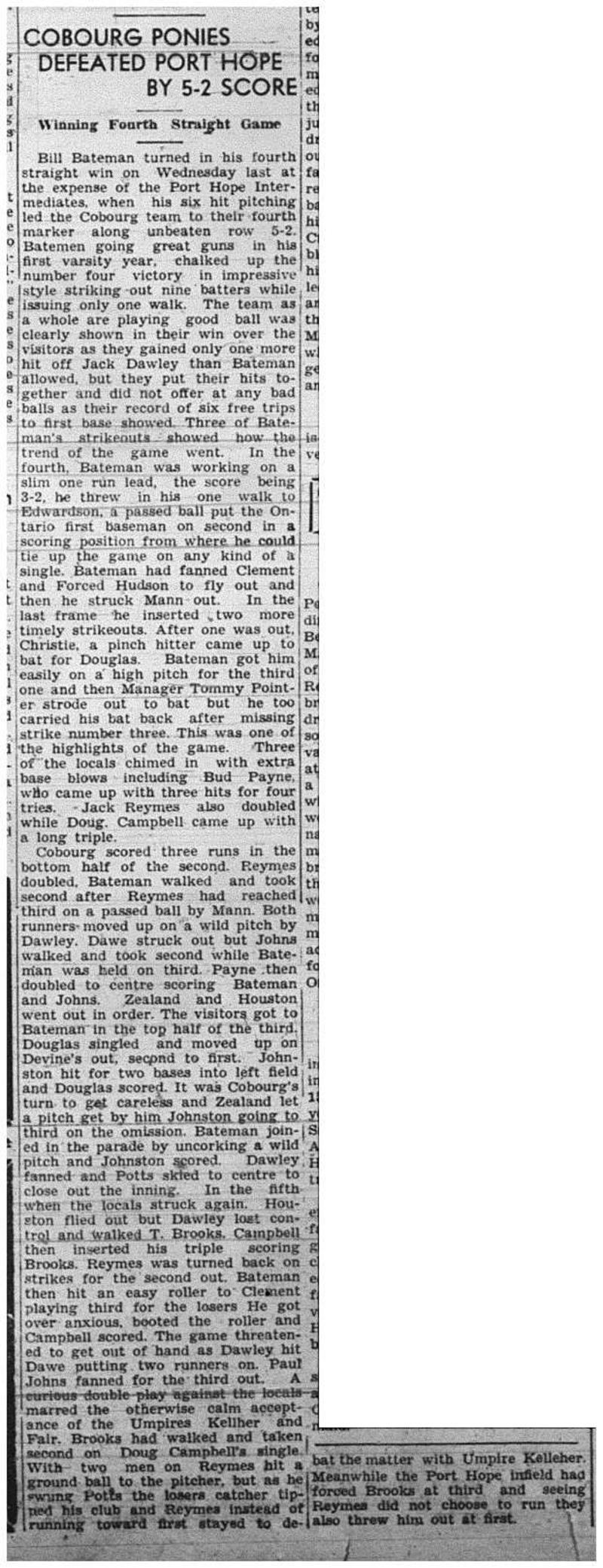 1940-06-27 Baseball -Intermediate Ponies vs PH