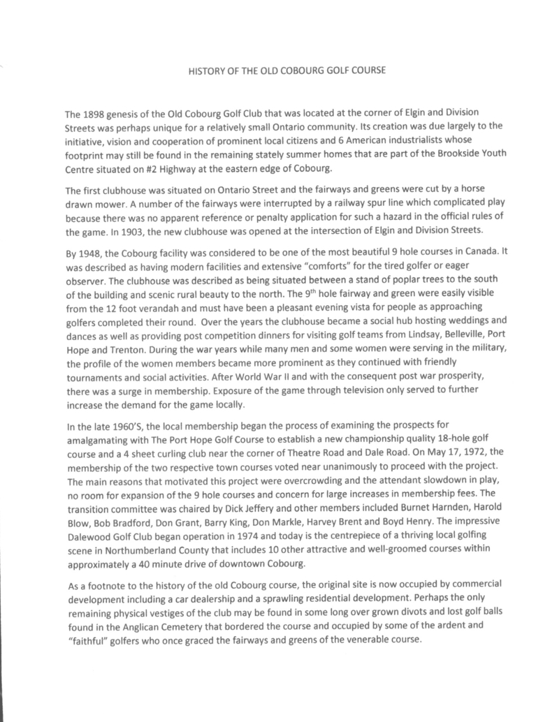 1893-00-00 Golf -Cobourg Club History1