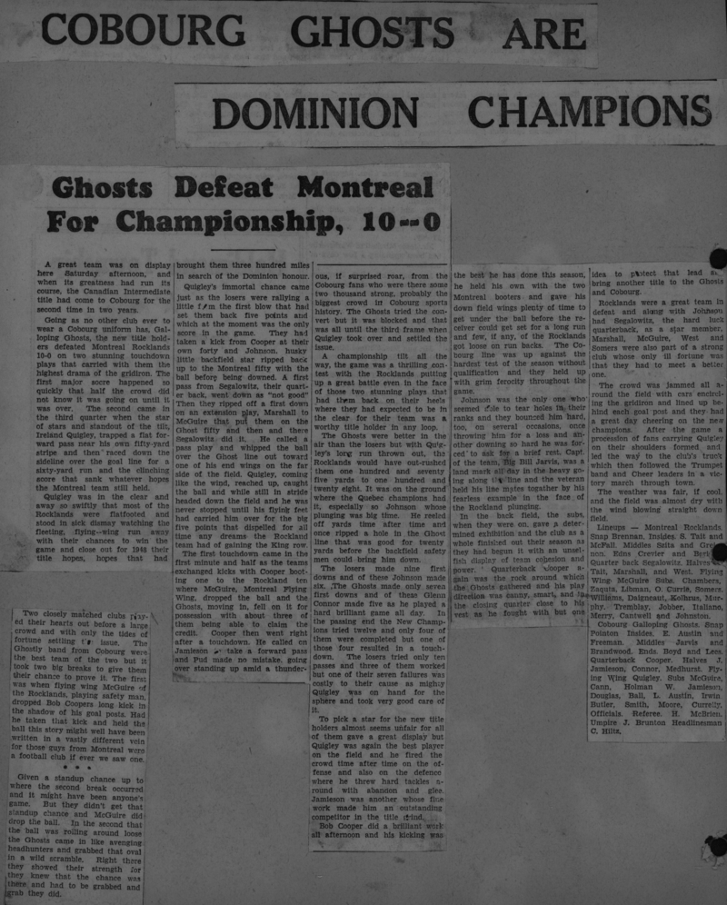 Football -Galloping Ghosts -1948 -B14 Playoffs