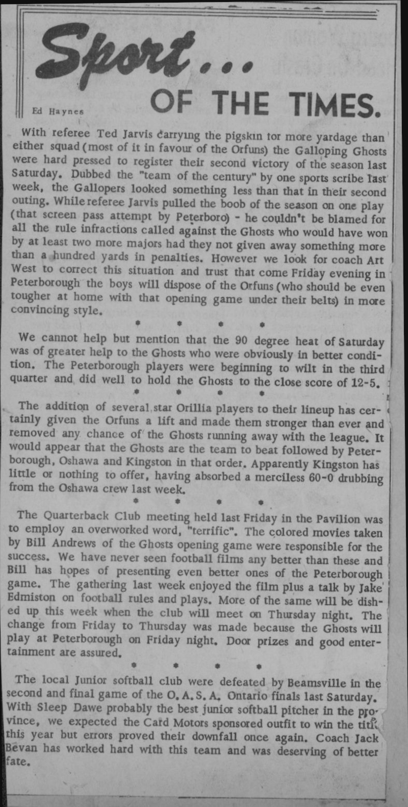 Football -Galloping Ghosts -1952 -A10-season