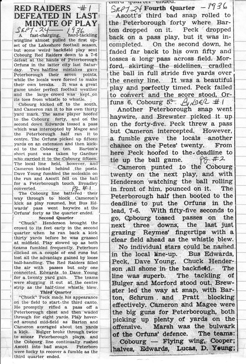 Football -Red Raiders -1936-09-24 -vs Ptbo (P1-2)