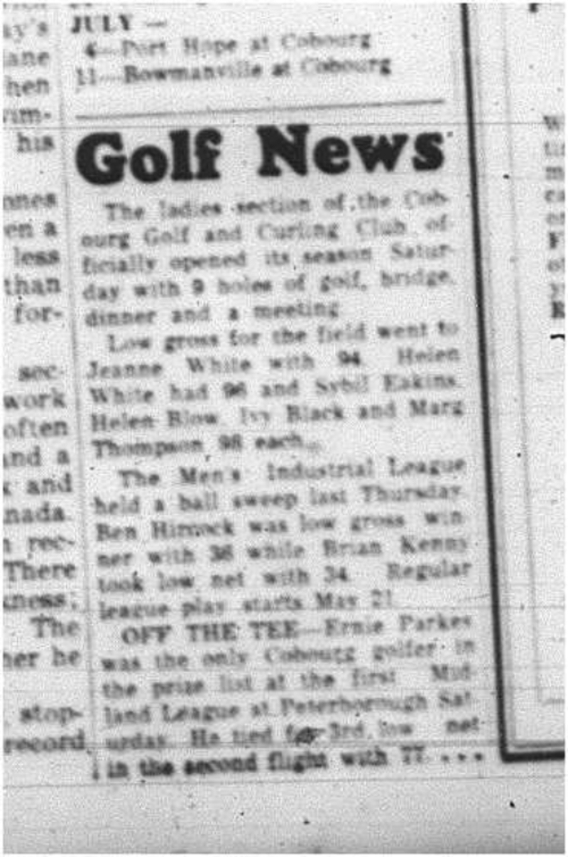 1964-05-13 Golf - Ladies - Cobourg Golf and Curling Club