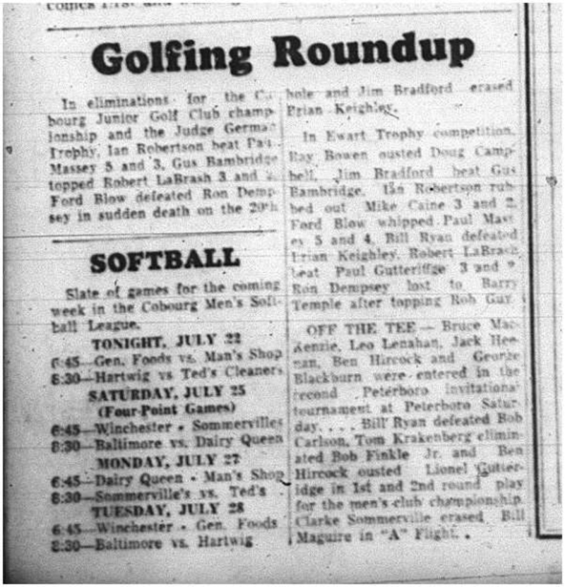 1964-07-22 Golf - Mens - Cobourg Junior Golf Club