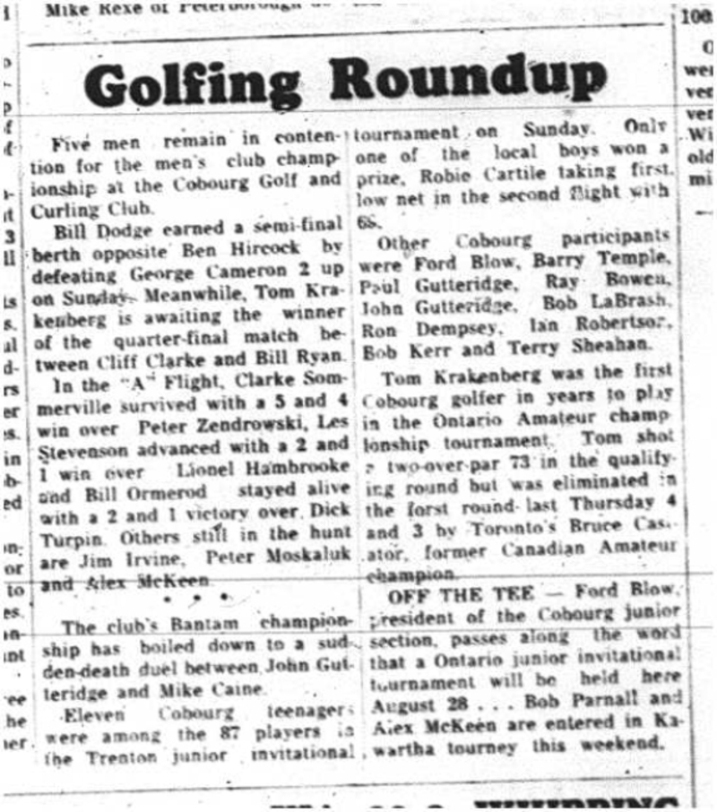 1964-07-29 Golf - Mens - Cobourg Golf and Curling Club - Roundup