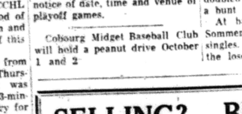 1964-09-23 Baseball - Boys - Cobourg Midget Baseball Club - Peanut Drive