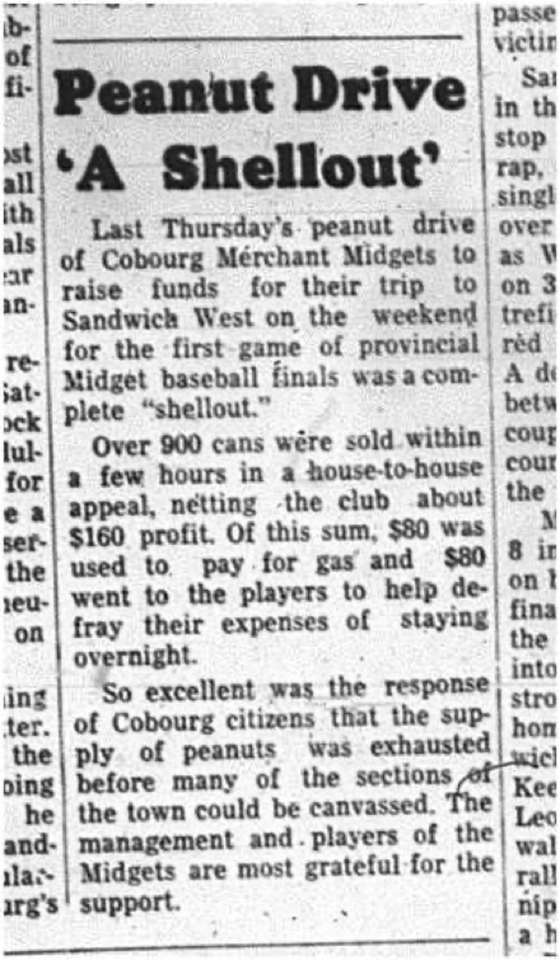 1964-10-07 Baseball - Boys - Cobourg Merchant Midgets - Peanut Drive