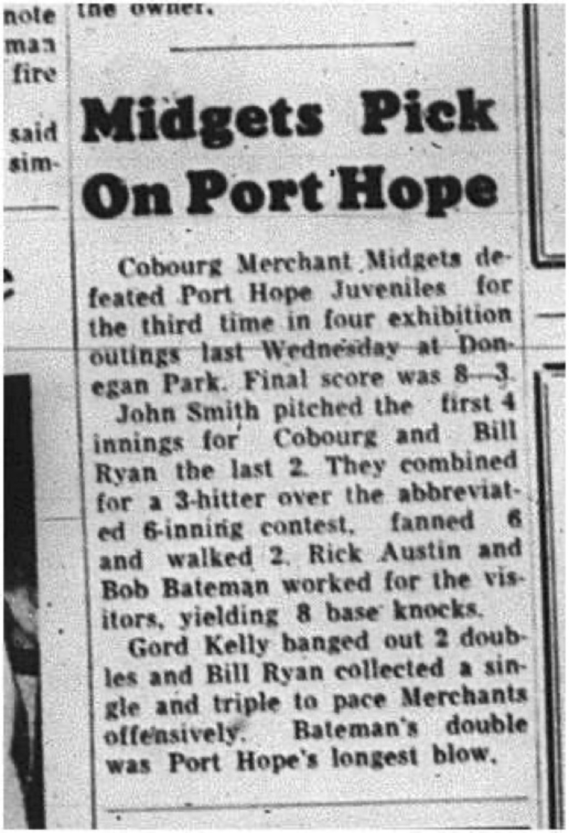 1964-10-07 Baseball - Boys - Cobourg Merchant Midgets Vs. Port Hope Juveniles
