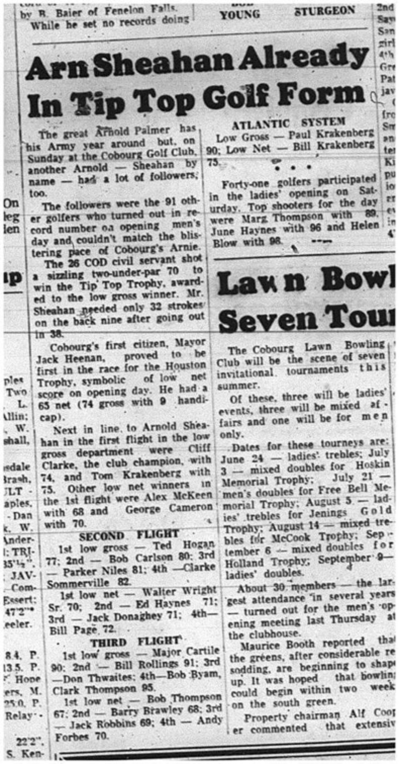 1965-05-19 Golf - Men - Cobourg Golf and Curling Club - Arnold Sheahan