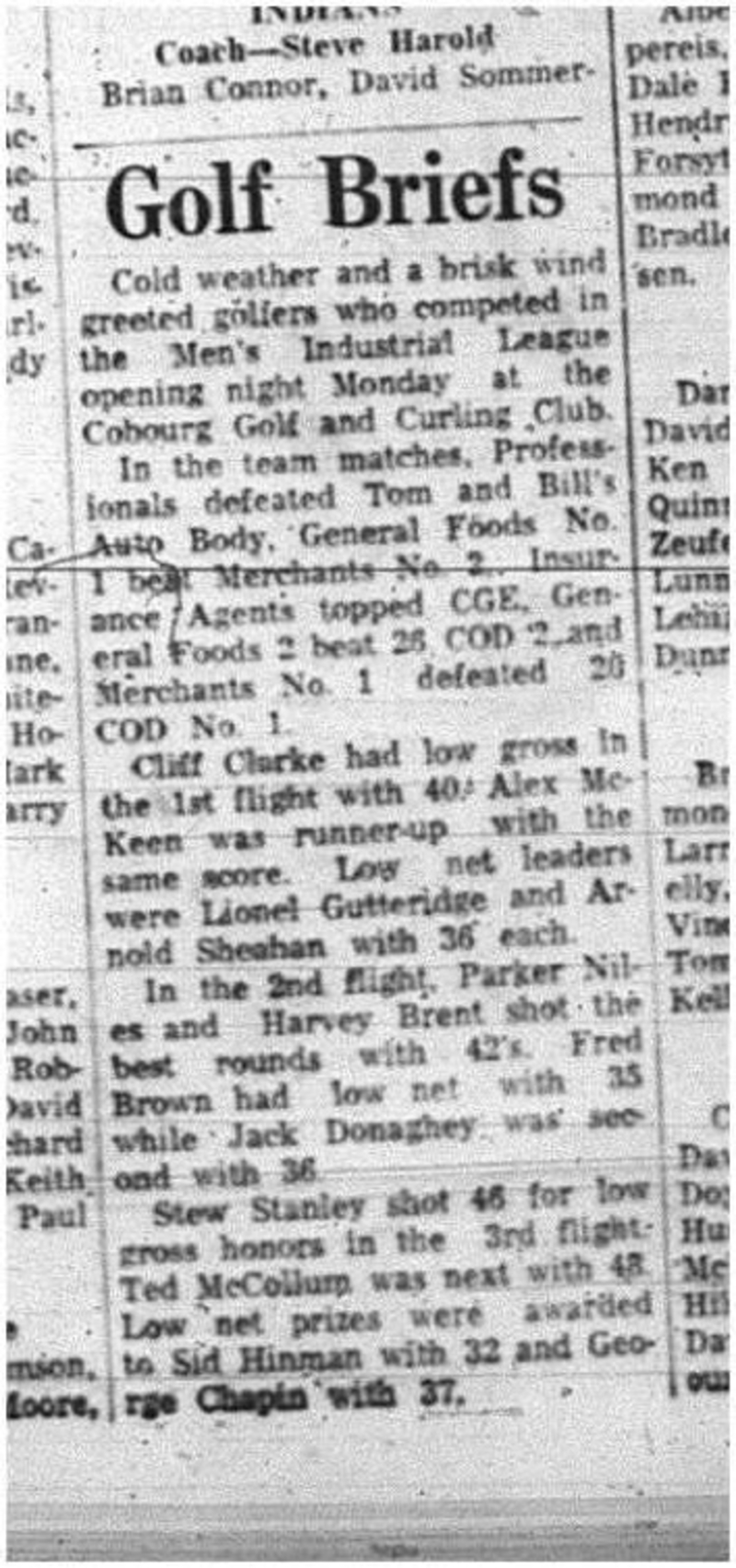 1965-05-19 Golf - Men - Cobourg Golf and Curling Club - Mens Industrial League