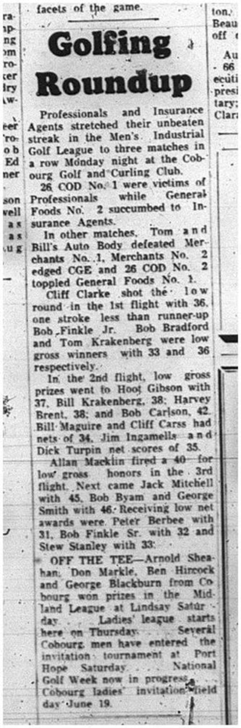 1965-06-09  Golf - Men - Cobourg Golf and Curling Club - Mens Industrial League