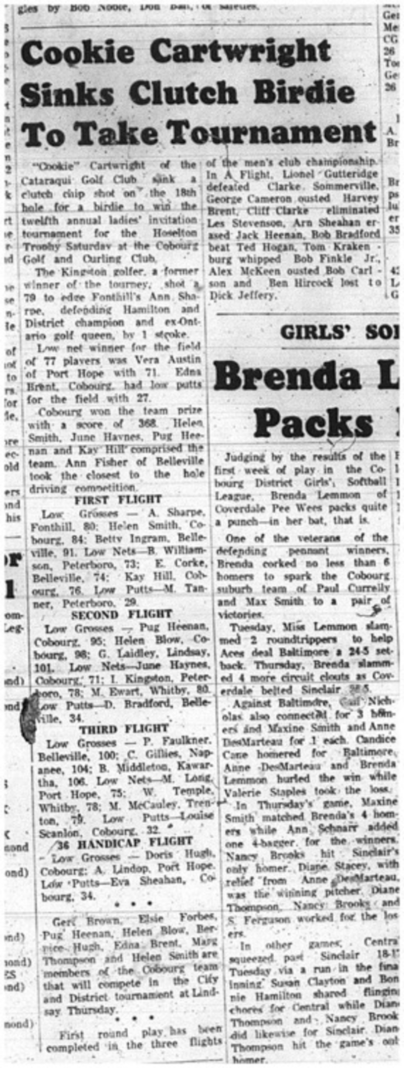 1965-06-23 Golf - Ladies - Cobourg Golf and Curling Club - Hoselton Trophy - Cookie Cartwright