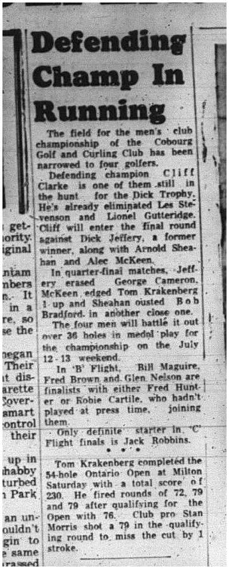 1965-06-30 Golf - Men - Cobourg Golf and Curling Club - Championship