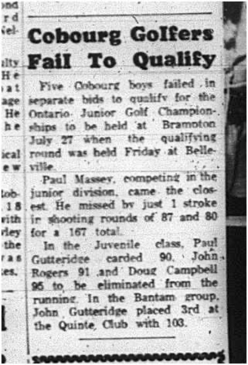 1965-07-14 Golf - Boys - Cobourg Golf and Curling Club - Ontario Junior Golf Championship