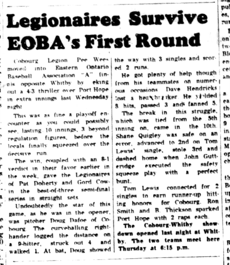 1965-08-18 Baseball -Boys-EOBA-Cobourg vs Port Hope