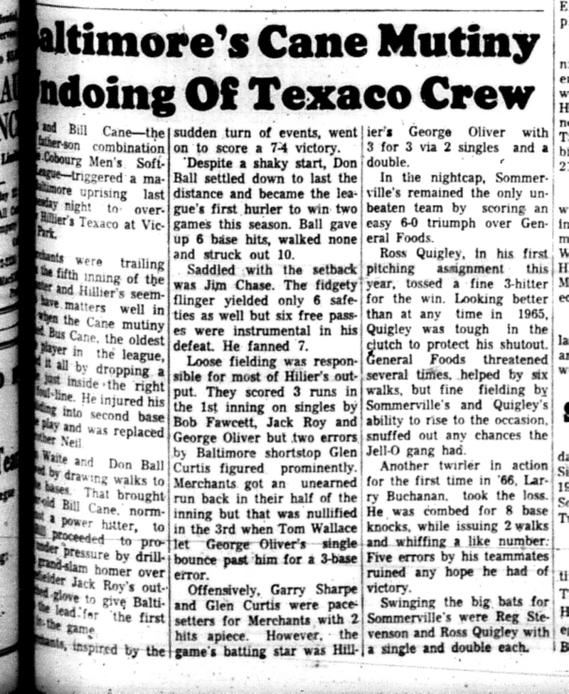 1966-06-07 Softball -Men -CMSL-Baltimore vs Hilliers