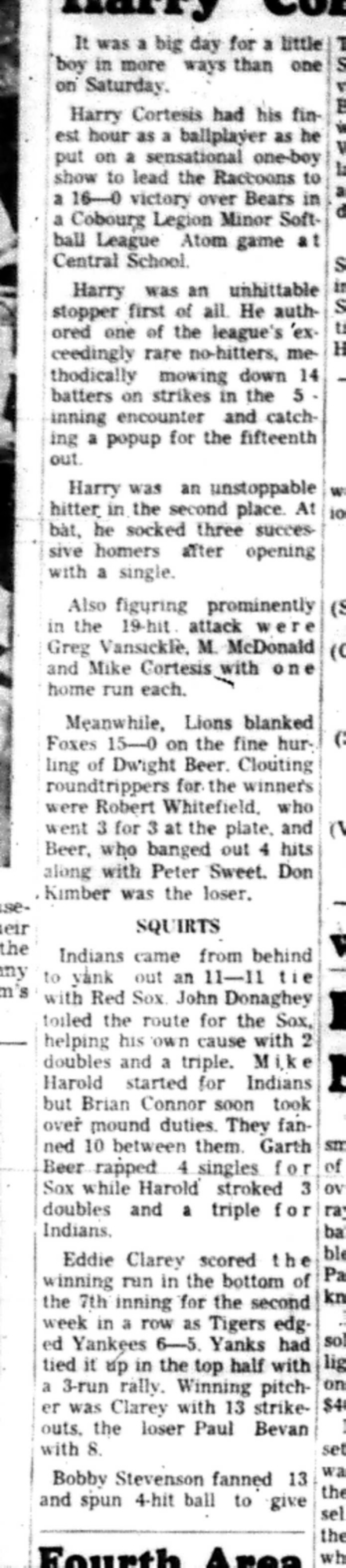 1966-06-15 Softball -Boys -CLMSL-Racoons vs Bears-B
