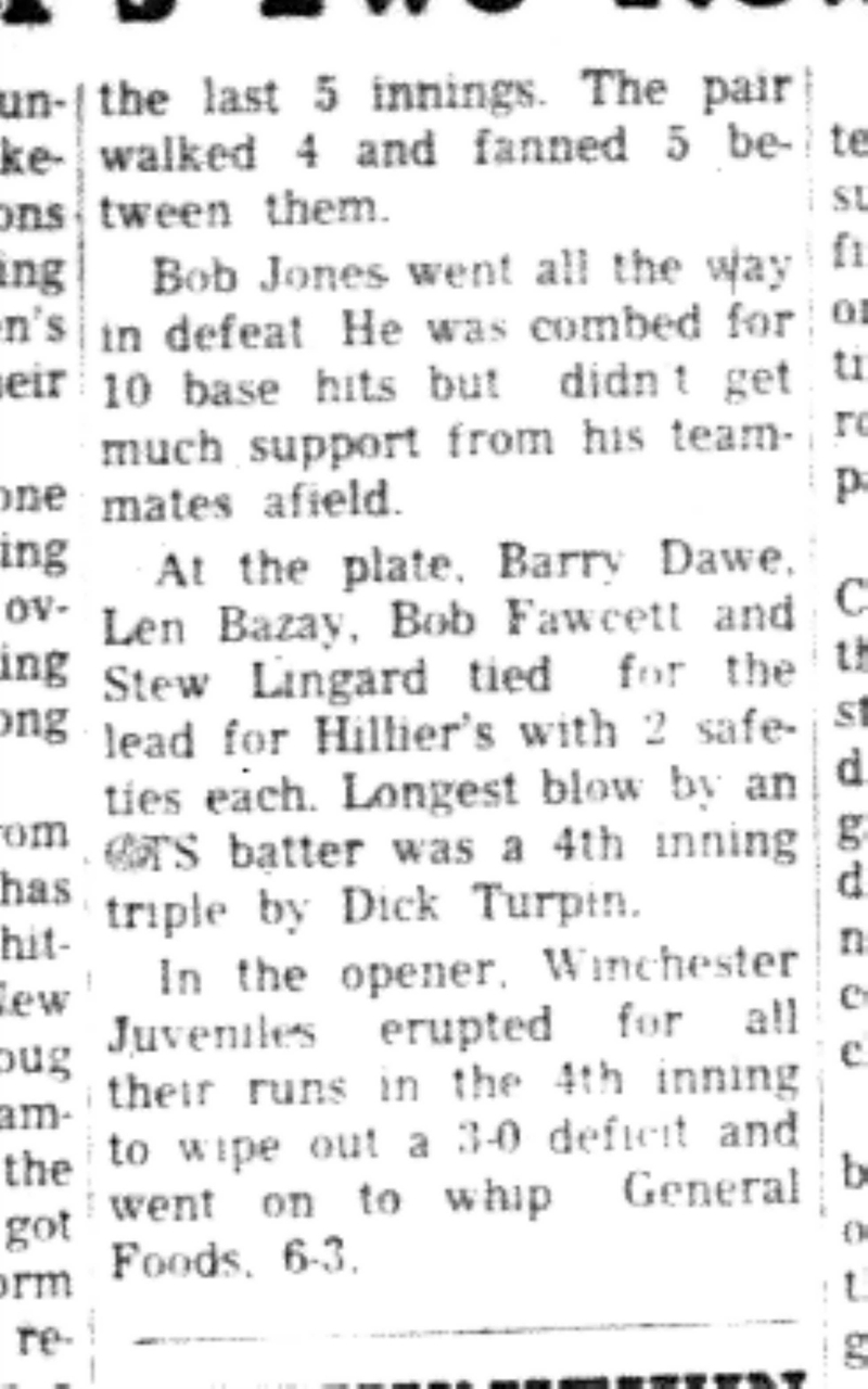 1966-06-15 Softball -Men -CMSL-Training School vs Hilliers-C