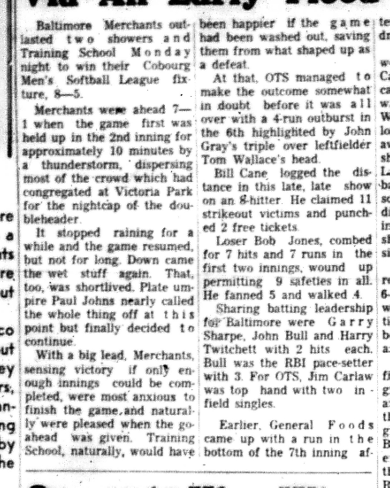 1966-06-22 Softball -Men -CMSL-Baltimore vs Training School-B