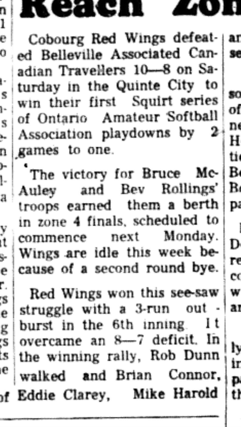 1966-08-17 Softball -Boys -Cobourg Red Wings vs Belleville-B