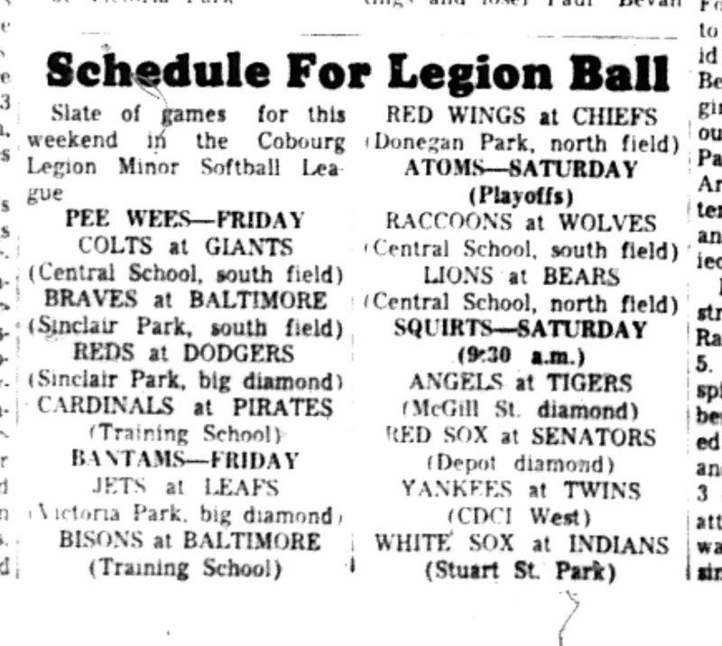 1966-08-24 Softball -Boys -CLMSL-Schedule