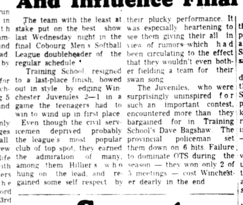 1966-08-24 Softball -Men -CMSL-Training School vs Winchester-B