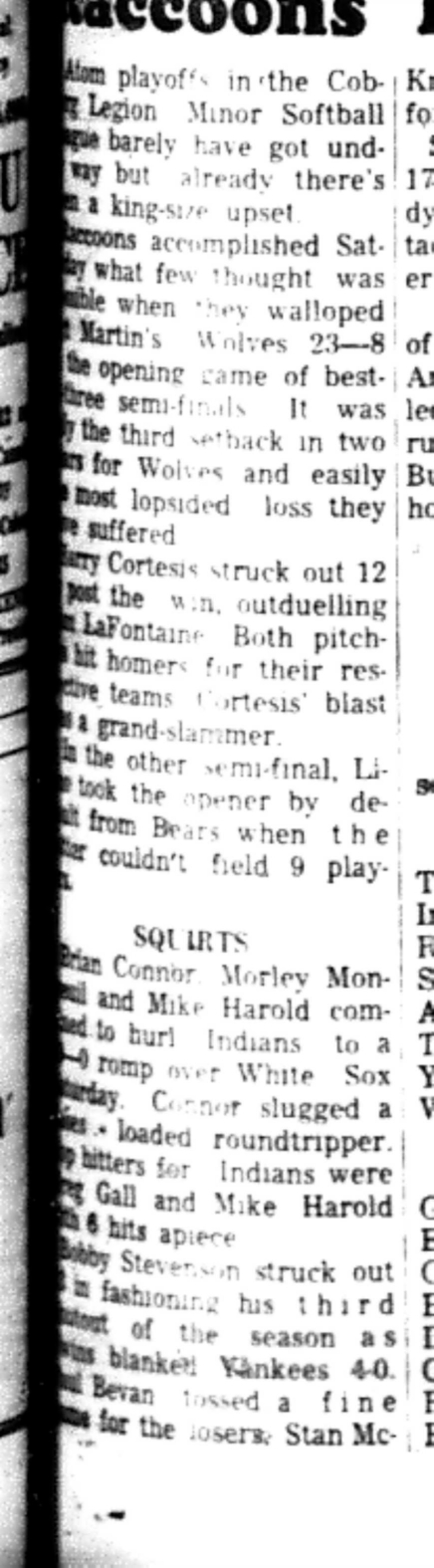 1966-08-31 Softball -Boys -CLMSL-Wolves vs Racoons-B