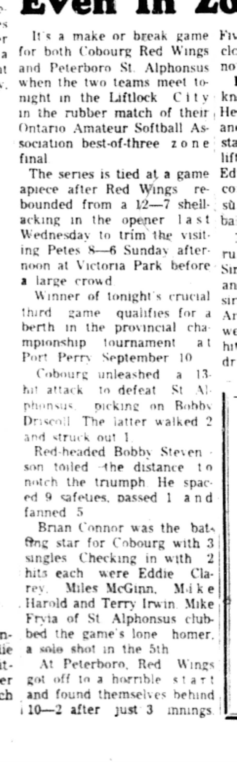 1966-08-31 Softball -Boys -Cobourg vs Peterborough-C
