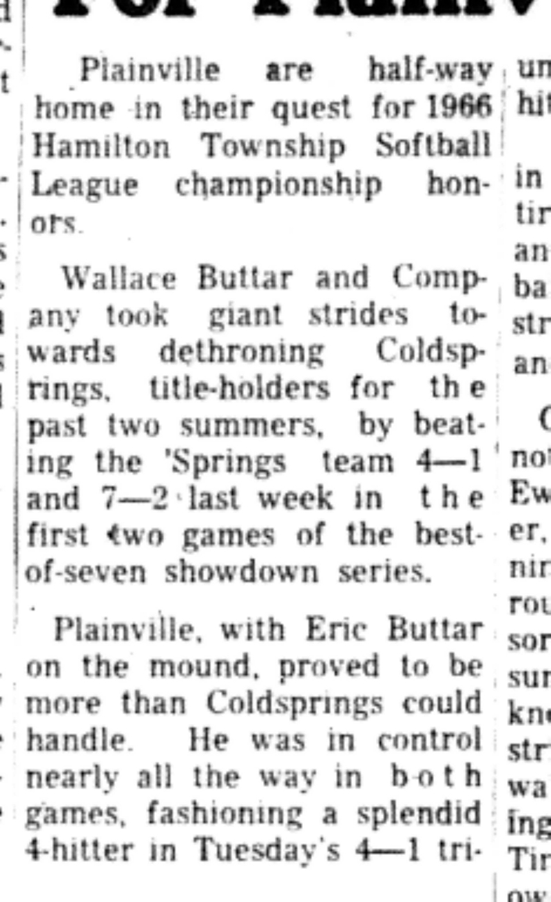 1966-09-07 Softball -Men -HTSL-Plainville vs Coldsprings-B