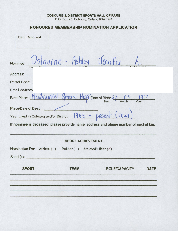Inductee Application