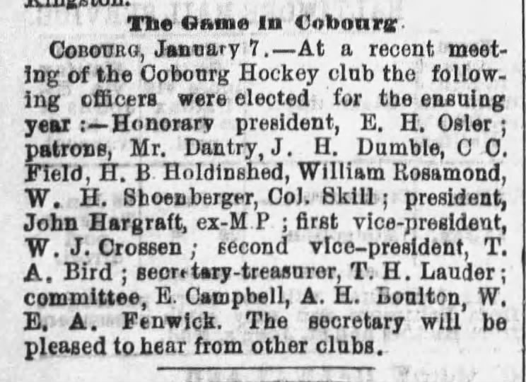 1892-01-09 Hockey -Cobourg Exec -Montreal Gazette