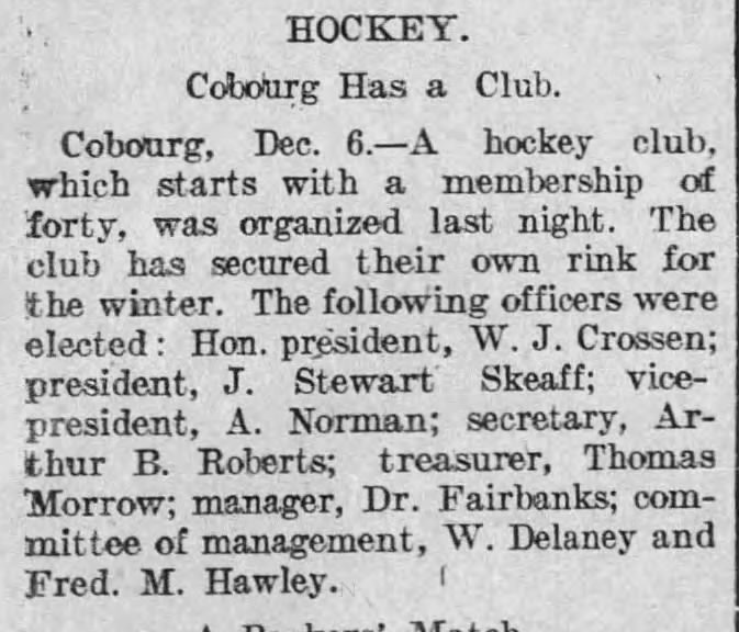 1895-12-07 Hockey -Cobourg Exec -Ottawa Daily Citizen