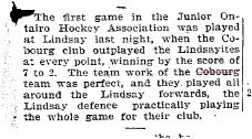 1900-01-06 Hockey -Juniors vs Lindsay