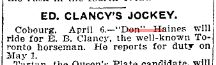 1900-04-07 Horse Racing -Jockey Haines to ride for Clancy