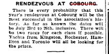 1900-07-07 Yacht Racing -Successful rendezvous at Cobourg expected