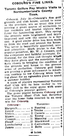 1900-07-14 Golf -Cobourg vs Toronto