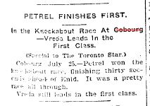 1900-07-25 Yacht Racing -Cobourg Rendezvous Race Results