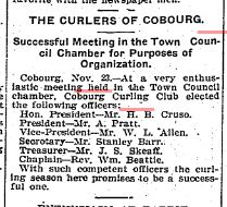 1900-11-24 Curling -Cobourg Club officers elected