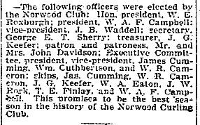 1900-12-21 Curling -Norwood Club elects Officers