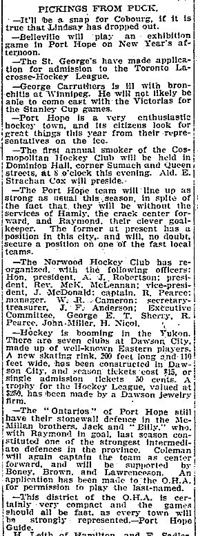1900-12-21 Hockey -Intermediate Team notes