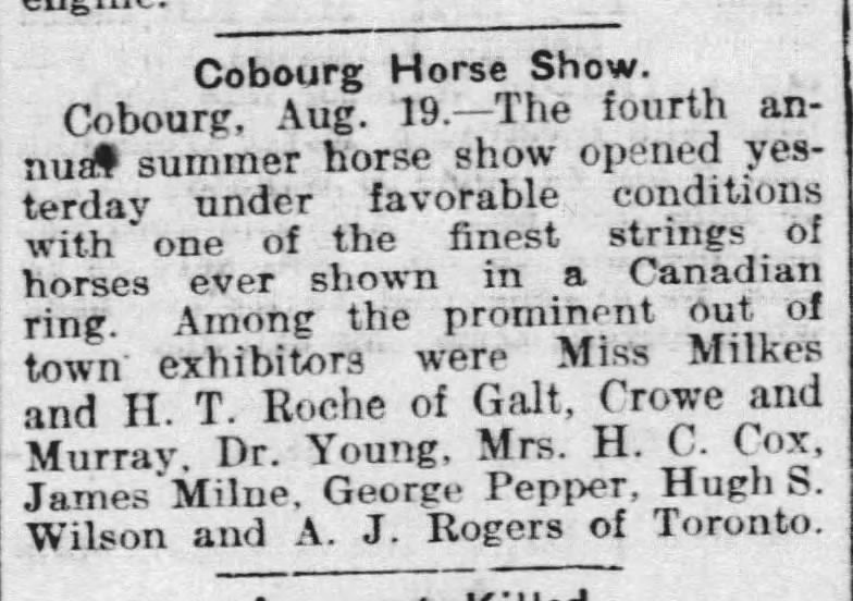 1908-08-19 Horses -Cobourg Horse Show -Windsor Star