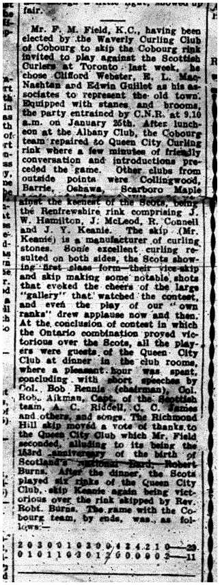 1912-02-02 Curling -Cobourg vs Scotland