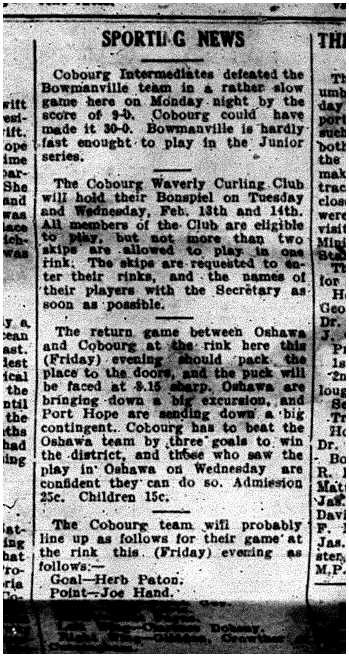 1912-02-02 Curling-Waverly Club Bonspiel 