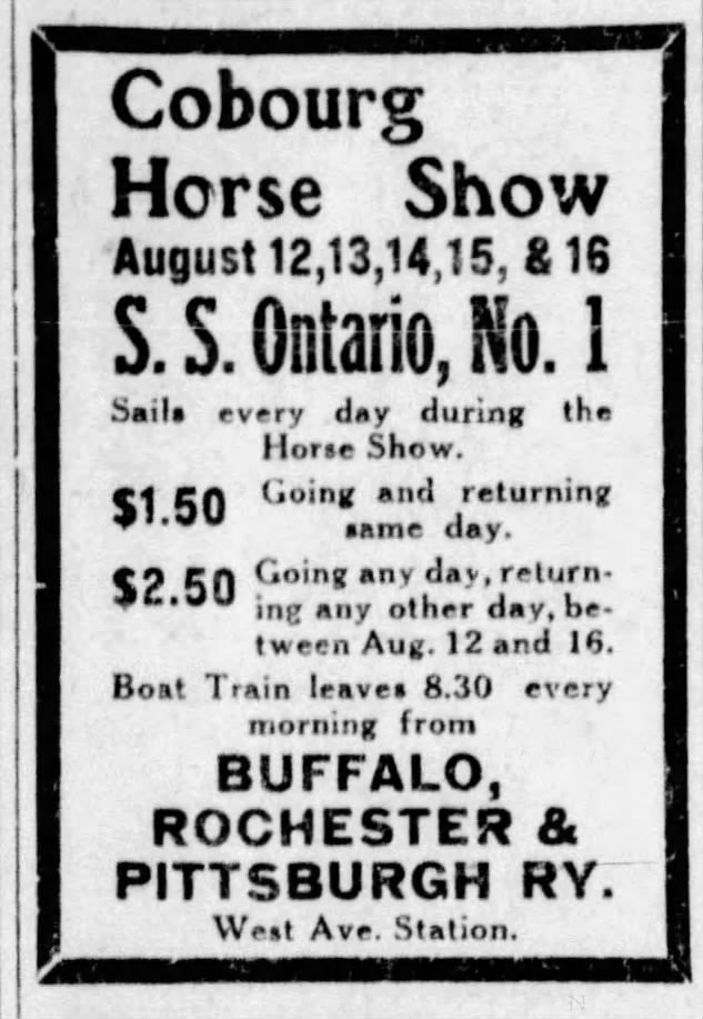 1913-08-14 Horses - Cobourg Horse Show Ferry -Rochester D and C
