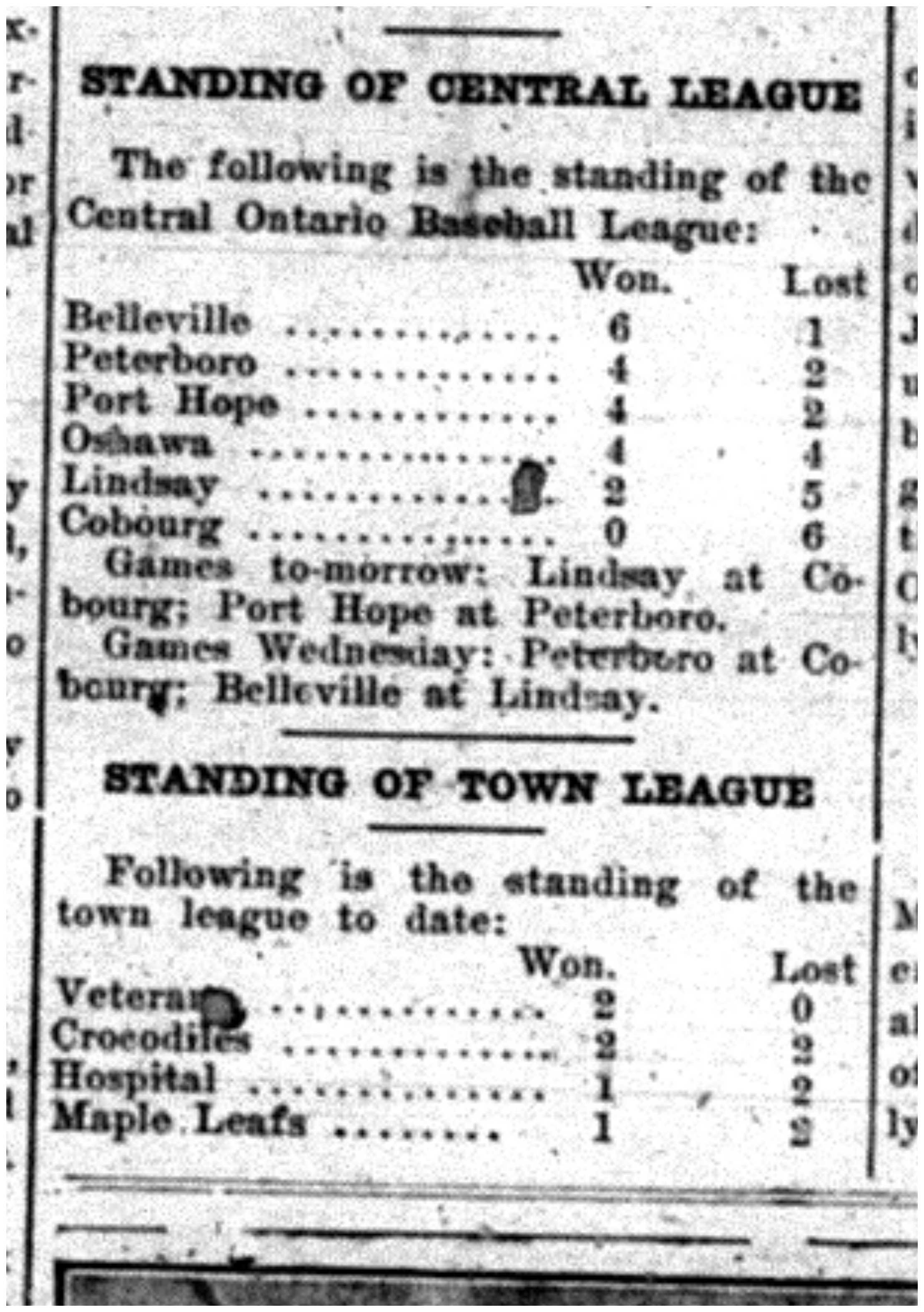1919-07-11 Baseball -Standings