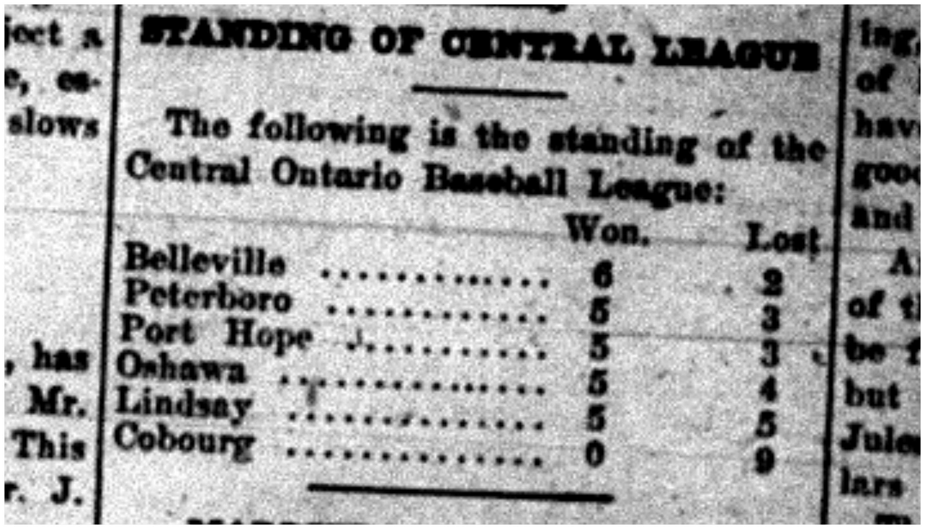 1919-07-26 Baseball -Central League Standings
