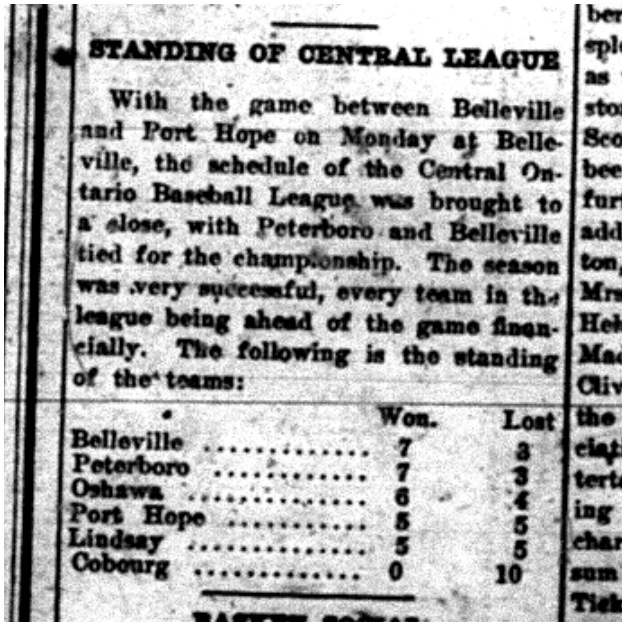 1919-08-03 Baseball -Central Ontario Baseball