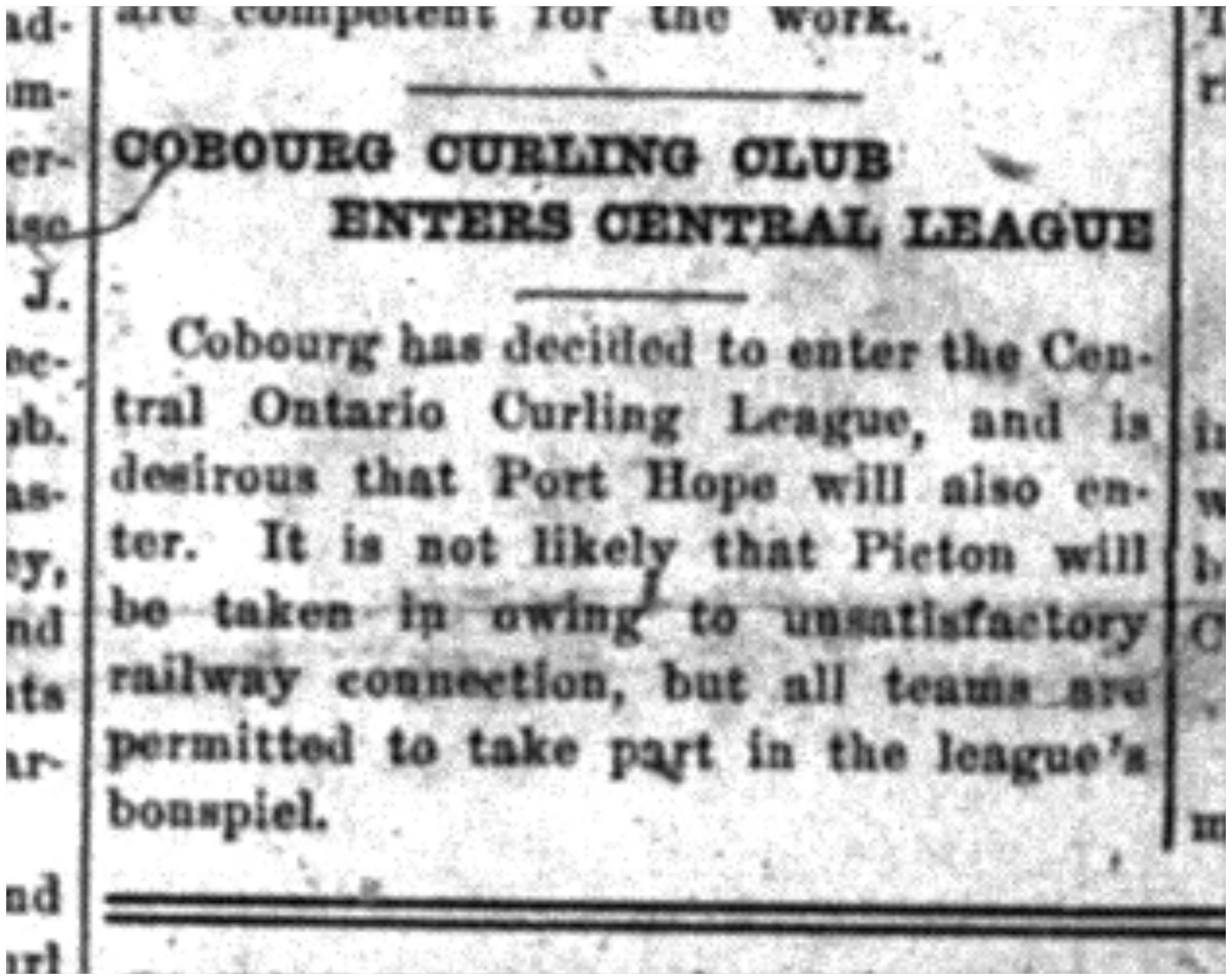 1919-12-18 Curling -Cobourg in Central League
