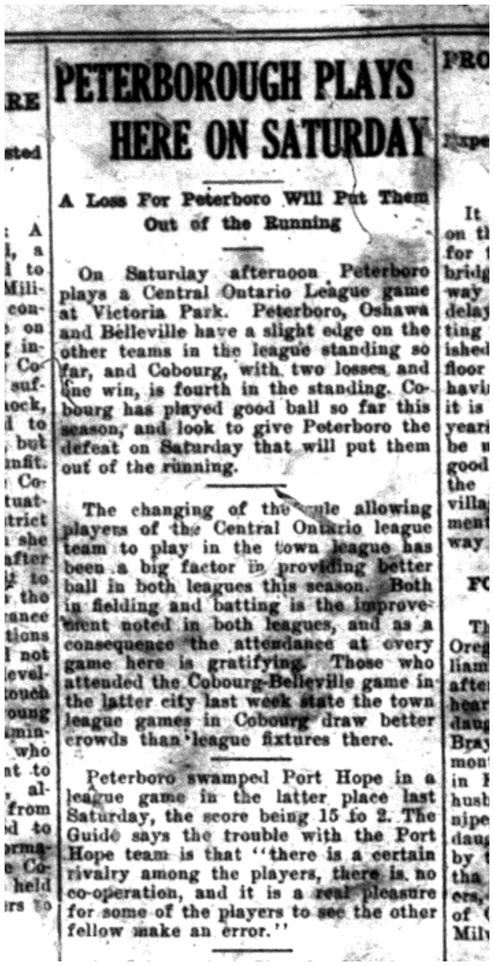 1920-06-24 Baseball -vs Peterborough