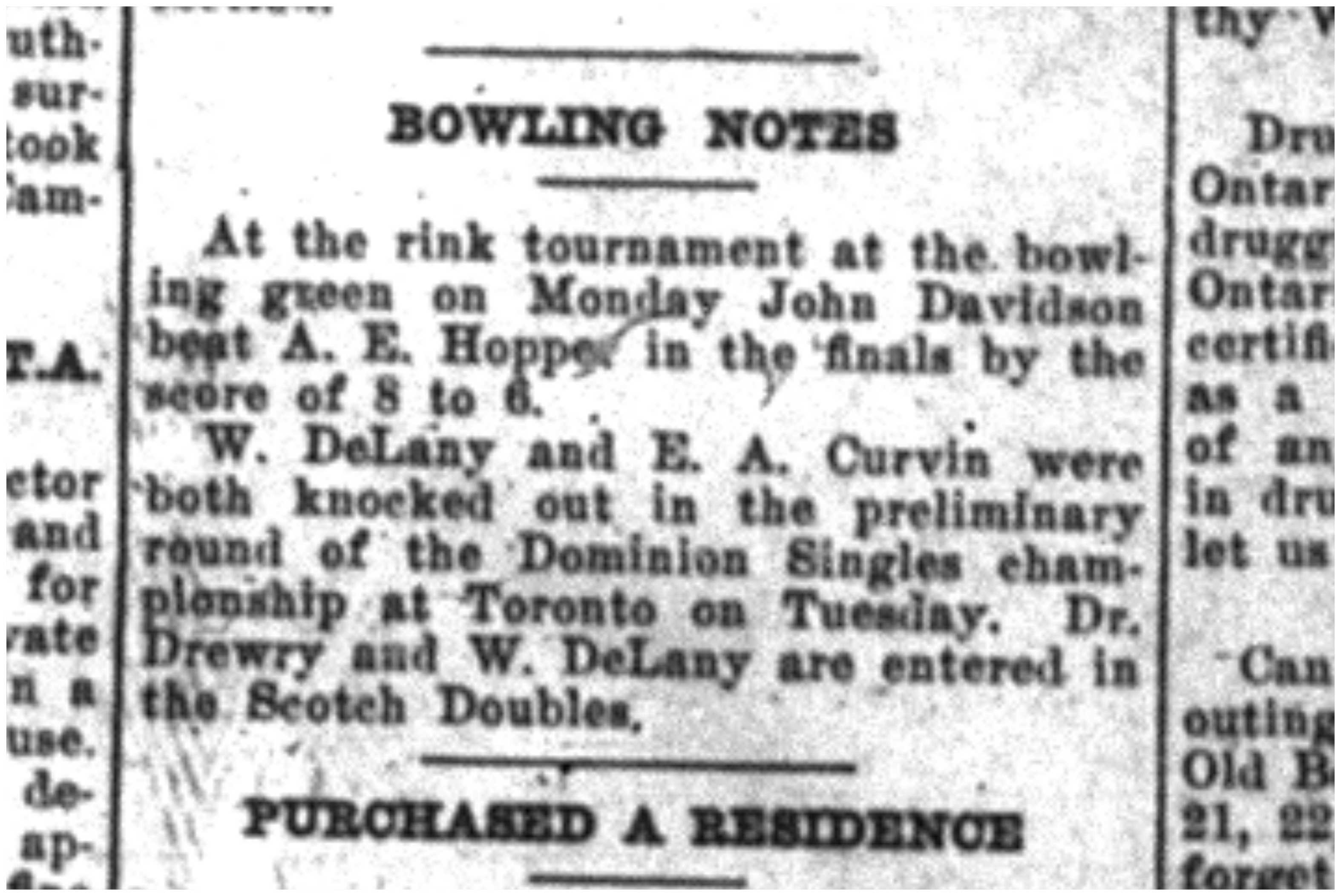 1920-09-09 Lawn Bowling -Notes